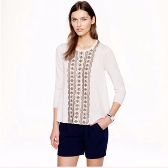 J. Crew Embroidered Merino Sweater - Picture 1 of 7